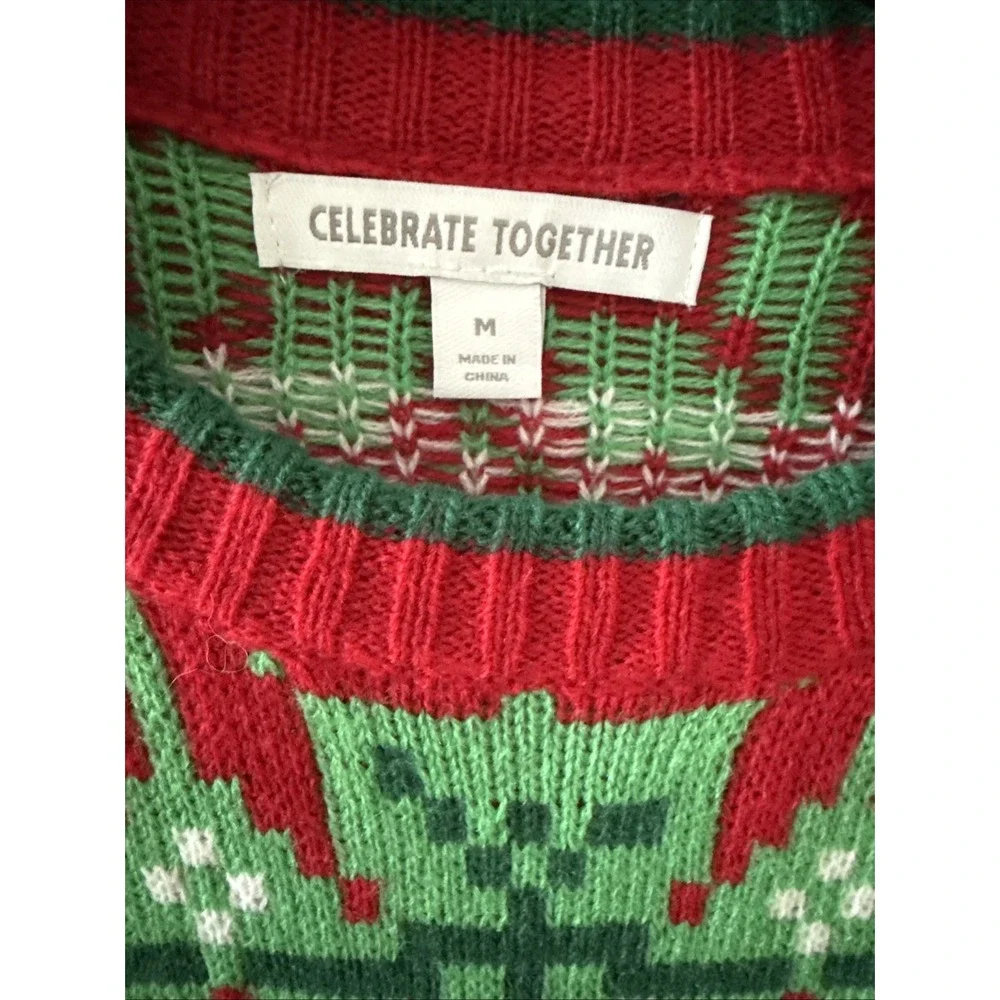 Celebrate Together LLama‎ Christmas Sweater Size Medium Green Ugly Party Novelty